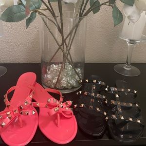 2 pairs studded sandals size 9